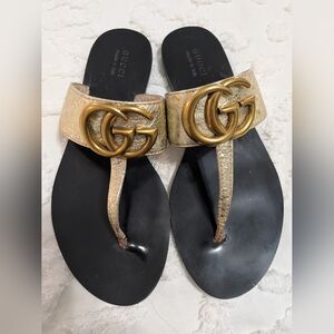 Gucci Women's Metallic Gold Sandals